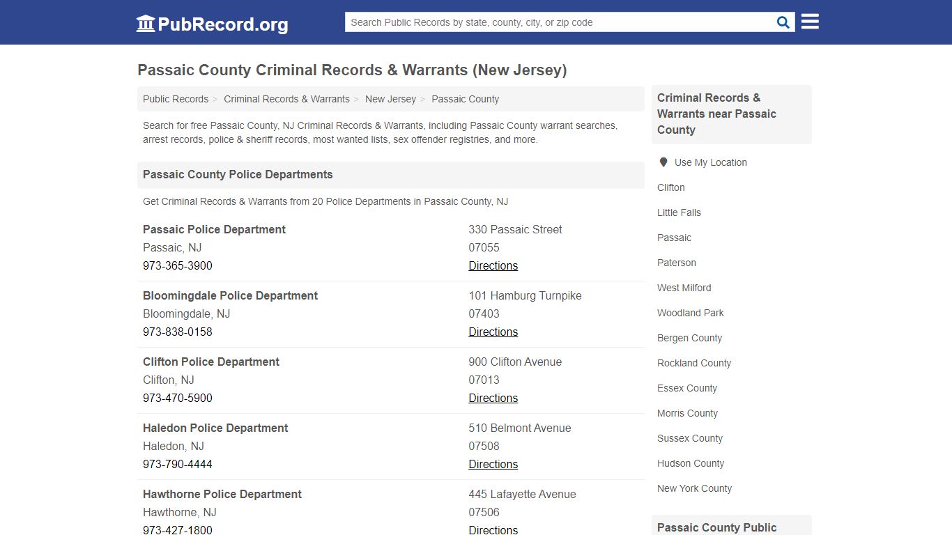 Passaic County Criminal Records & Warrants (New Jersey)