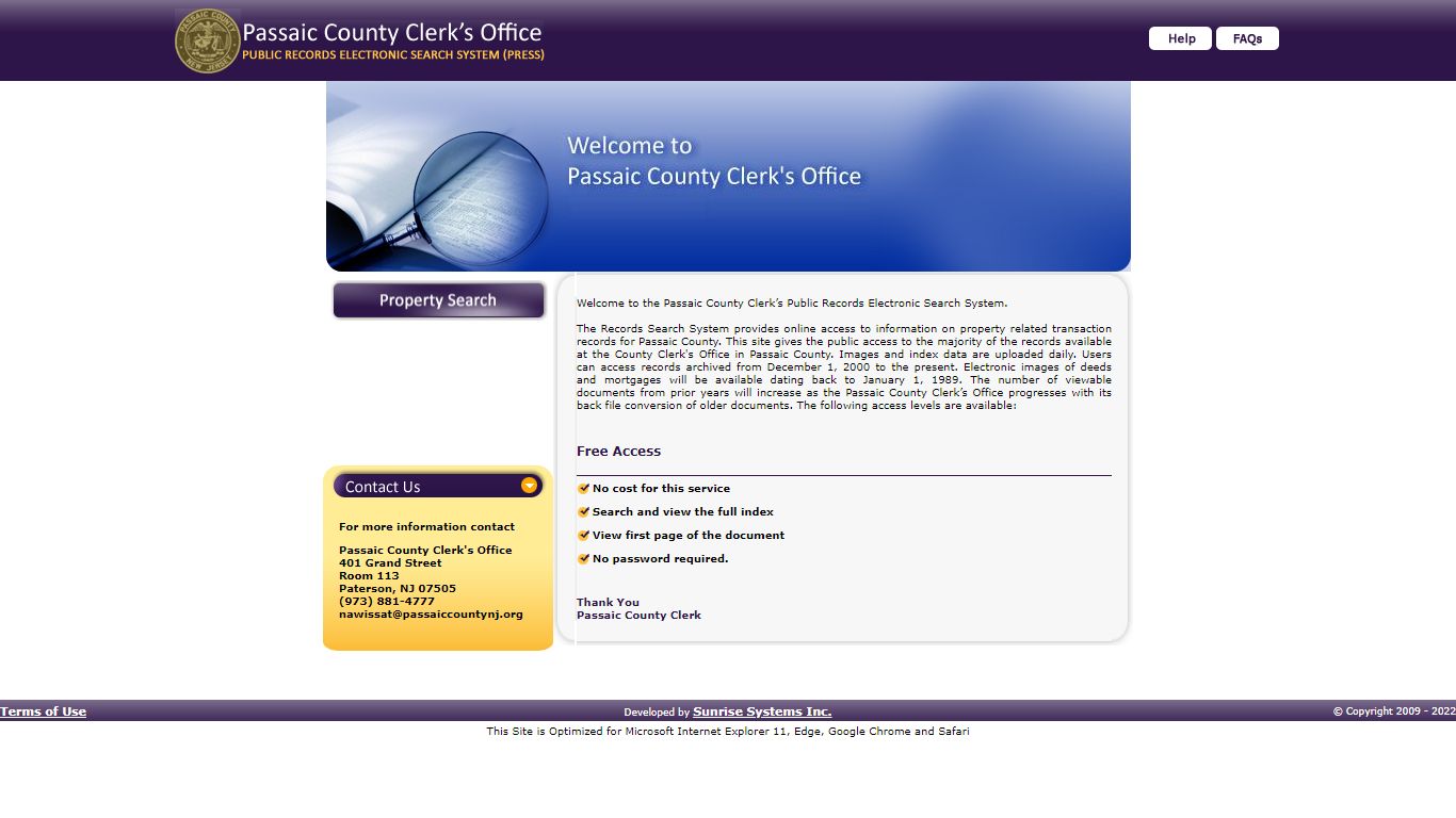 Public Records Electronic Search System (Press) - Passaic County